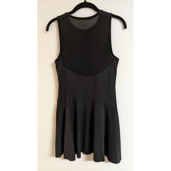 Women's ATHLETA Match Point Black Sleeveless Mesh Back Tennis Dress Small - Picture 6 of 11